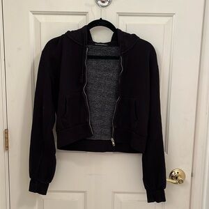 Brandy Melville cropped zip hoodie black